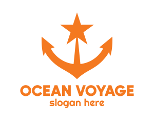 Orange Star Anchor logo design