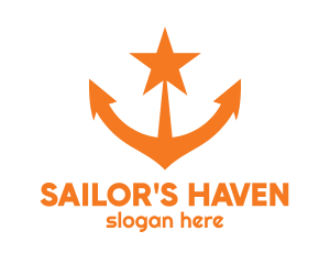 Orange Star Anchor logo design