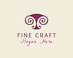 Retro Wine Glass logo design