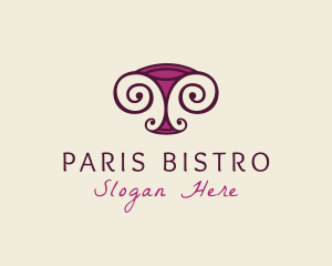 Retro Wine Glass logo design