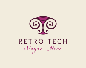 Retro Wine Glass logo design