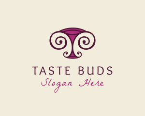 Retro Wine Glass logo design