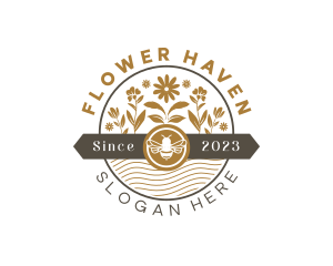 Organic Flower Bee logo design