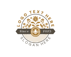 Badge - Organic Flower Bee logo design