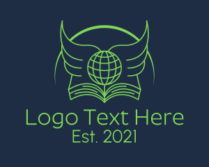 Library - Green Global Wings logo design