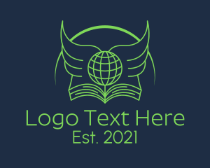 Bookstore - Green Global Wings logo design