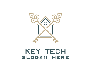 Minimalist Key House  logo design