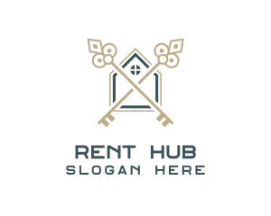 Rent - Minimalist Key House logo design