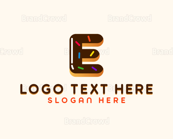 Sweet Donut Dessert Letter E Logo