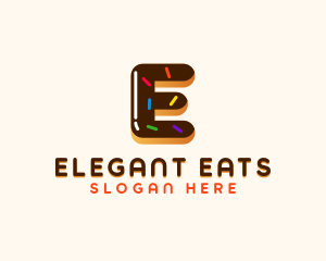 Sweet Donut Dessert Letter E logo design