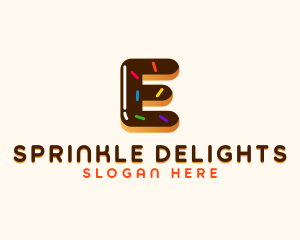 Sprinkle - Sweet Donut Dessert Letter E logo design