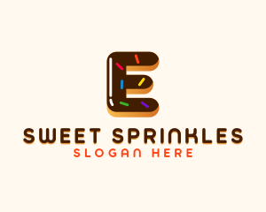 Sprinkles - Sweet Donut Dessert Letter E logo design