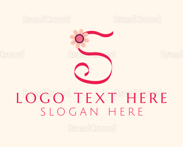 Pink Flower Letter S Logo