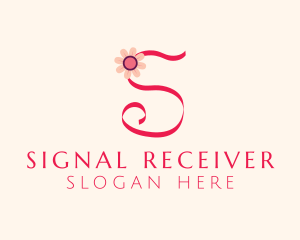 Pink Flower Letter S logo design