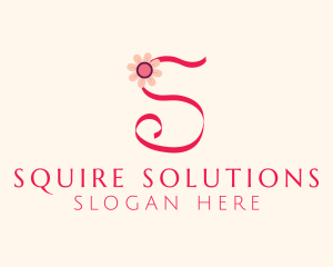 Pink Flower Letter S logo design