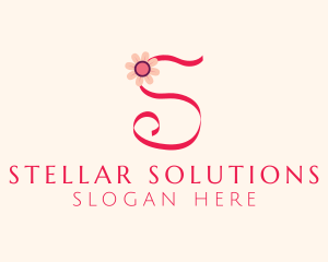 Pink Flower Letter S logo design