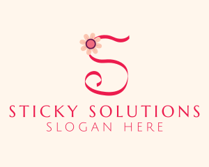 Pink Flower Letter S logo design