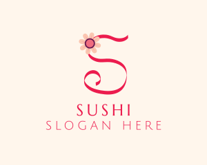 Pink Flower Letter S logo design