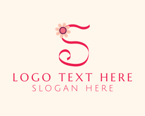 Calligraphy - Pink Flower Letter S logo design