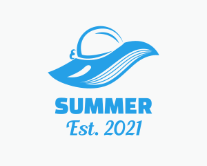 Summer Hat Whale Line Art logo design