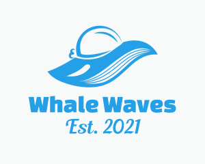 Summer Hat Whale Line Art logo design