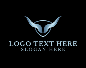 Metallic - Silver Bull Horn logo design