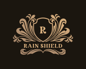 Elegant Floral Shield logo design