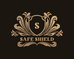 Elegant Floral Shield logo design