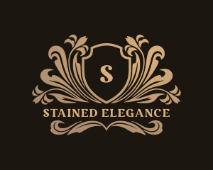 Elegant Floral Shield logo design