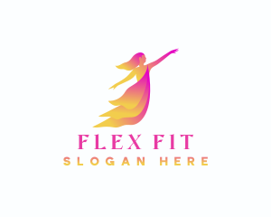 Stretching - Woman Dancing Movement logo design