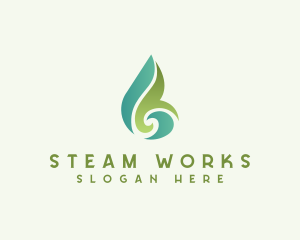 Steam - Water Droplet Swirl logo design