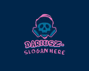 Cartoon - Skull Spray Paint logo design