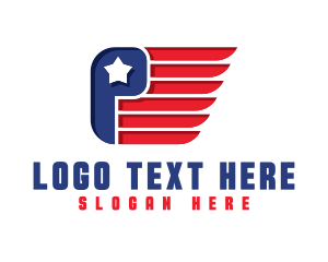 Vermont - American Flag Letter P logo design