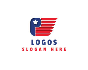 Nation - American Wings Flag Letter P logo design