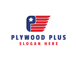 American Wings Flag Letter P logo design