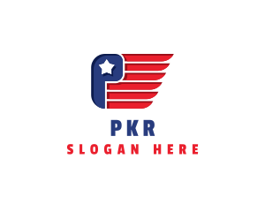 American Wings Flag Letter P logo design