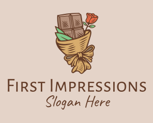 Chocolate Flower Bouquet Gift logo design