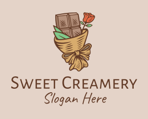 Chocolate Flower Bouquet Gift logo design