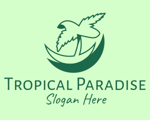 Hawaii - Green Tropical Palm logo design