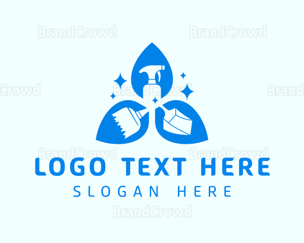 Broom Dustpan Cleaning Spray Logo