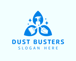 Broom Dustpan Cleaning Spray logo design