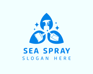 Broom Dustpan Cleaning Spray logo design