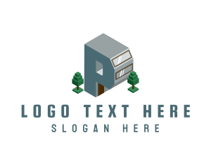 Architecture - Modern Building Letter P logo design