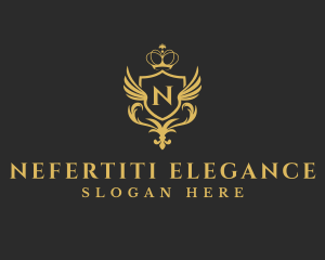 Ornate Wing Crown logo design