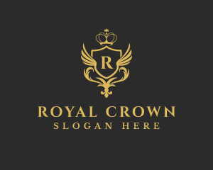 Ornate Wing Crown logo design