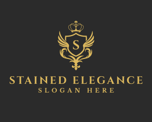 Ornate Wing Crown logo design