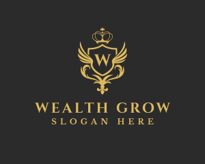 Ornate Wing Crown logo design