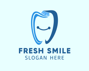 Smiling Toothbrush Tooth logo design