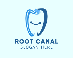 Endodontist - Smiling Toothbrush Tooth logo design