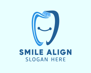 Smiling Toothbrush Tooth logo design